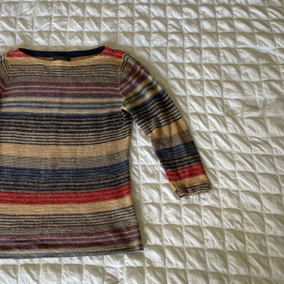 Ralph Lauren Striped Linen-Cotton Sweater Top - Picture 2 of 5